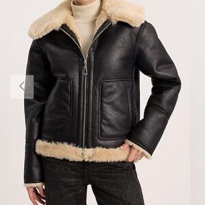Reversible Faux Leather Shearling Jacket